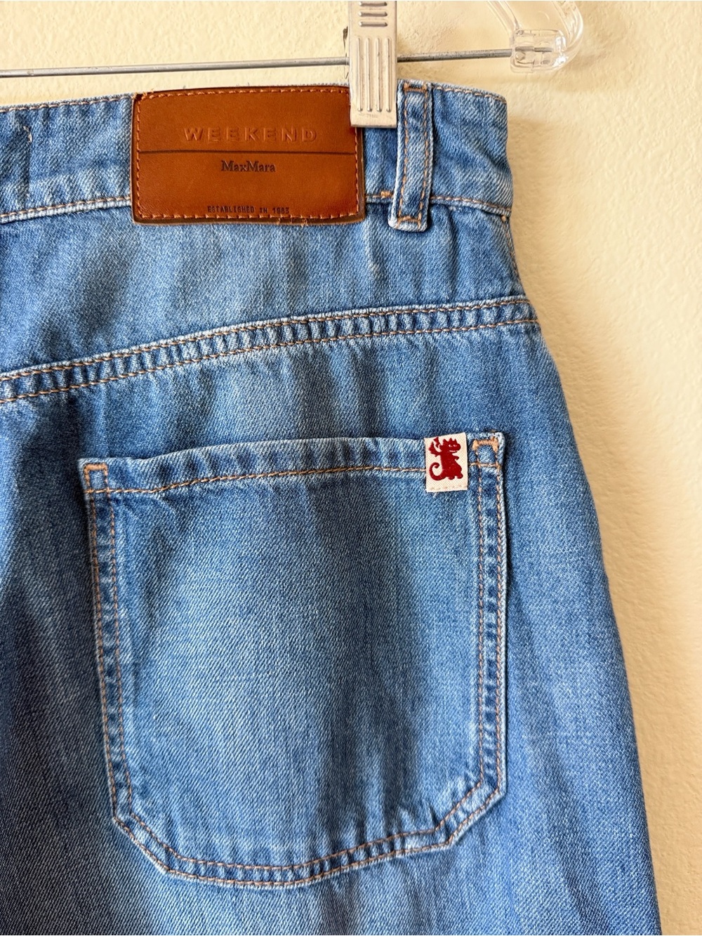 Weekend Max Mara 100% Cotton Wide Leg Denim Pants - Picture 10 of 12